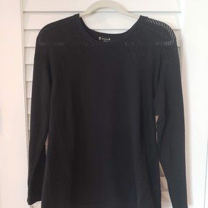 Smartwool stylish black crew neck sweater with stitching detail L